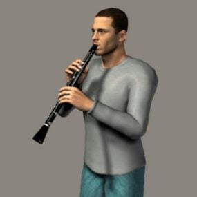 Man Play Clarinet 3d μοντέλο
