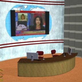 غرفة استوديو مع تلفزيون نموذج ثلاثي الأبعاد