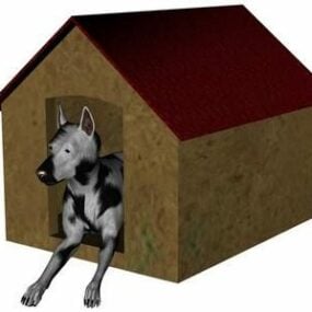 Niche pour animaux de compagnie avec chien modèle 3D