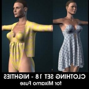 Girl Character In Nighties Fashion 3d model