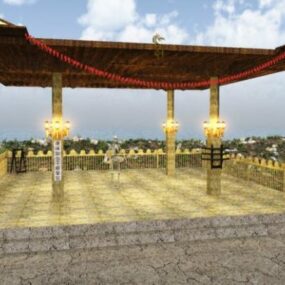 Outdoor Japanese Temple Building 3d model