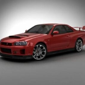 Model 3D czerwonego samochodu Nissan Skyline