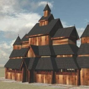 3D-Modell des norwegischen Kirchengebäudes