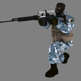 Russian Soldier Omon Unit With Gun 3d model