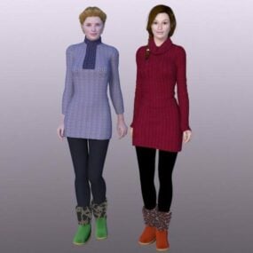 Postać dziewczyny z butami Ogg Moda Model 3D