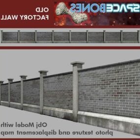 Fabriek bakstenen muur hek 3D-model