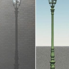 Luxuriöse Stehlampe des Hotels mit goldenem Ständer, 3D-Modell
