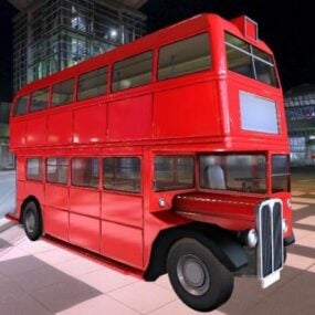 Mô hình 3d xe buýt hai tầng cũ trong thành phố