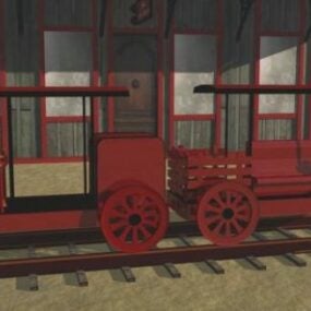 قطار بخاري مع نموذج ثلاثي الأبعاد للسكك الحديدية