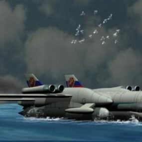 Modelo 3D de aeronave militar aquática