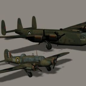 2D-model van militaire gevechtsvliegtuigen uit de Tweede Wereldoorlog