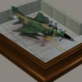 Samolot wojskowy w bazie lotniczej Model 3D