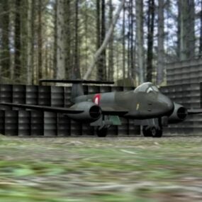 Aerei militari nella base aerea della foresta modello 3d