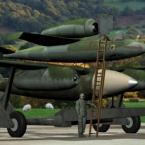 Modelo 3D de aeronave militar em veículo de carga