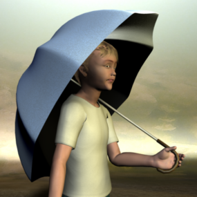 Boy Hanging Umbrella 3d model