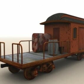 橙色守车火车3d模型