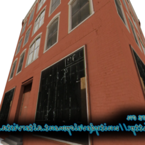 Oranje geschilderd appartementencomplex 3D-model