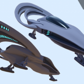 未来的な宇宙船戦闘機クラス 3D モデル