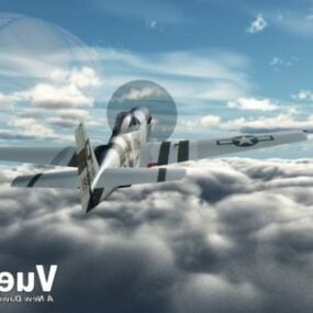 Model 3d Plane Over The Cloud