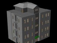 प्लाजा अपार्टमेंट बिल्डिंग 3डी मॉडल