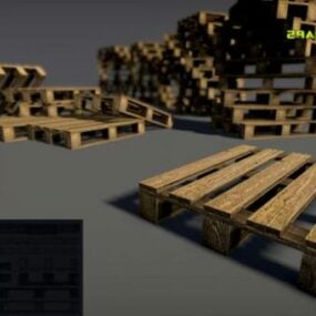 Modelo 3D de pilha de paletes de madeira