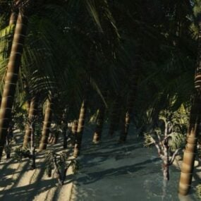 Palm Tree With Forest River 3d model