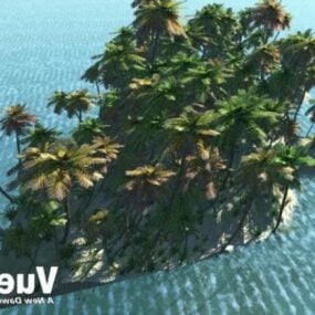 Τρισδιάστατο μοντέλο δέντρο καρύδας στο τροπικό νησί