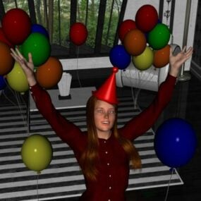 Personagem de menina na festa Modelo 3D