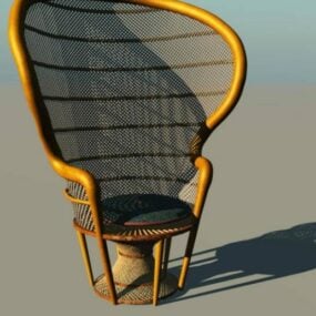 Country Style Dining Chair Wood Frame 3d model