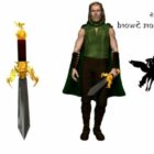 Pegaso guerrero personaje con espada