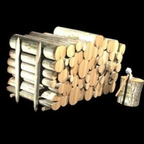 Stapel von Baumstämmen 3D-Modell