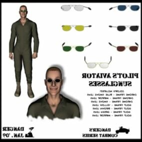 Pilot Character With Sunglasses 3d model