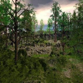 Paysage de forêt de pins modèle 3D