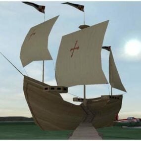 ビンテージ木製帆船3Dモデル