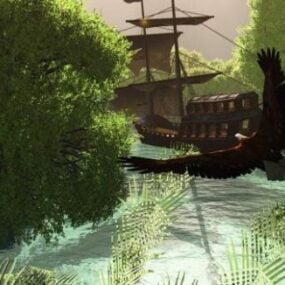 Pirate Ship Black Haw 3d model