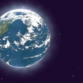 行星地球与云3d模型