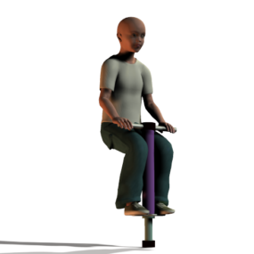 Man Character With Pogo Stick 3d model