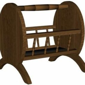 Vintage Crib Brown Wooden 3d model