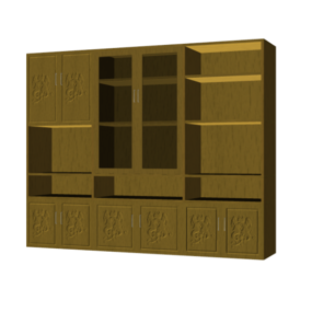 Toimiston puinen seinäkaappi 3d-malli