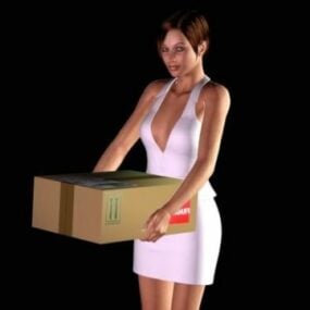 Nhân vật cô gái với gói bài đăng mô hình 3d