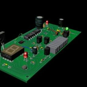 Modello 3d del circuito elettrico stampato