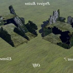3D-Modell des alten Felsentempelgebäudes