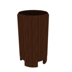 Public Wood Trash Bin 3d model