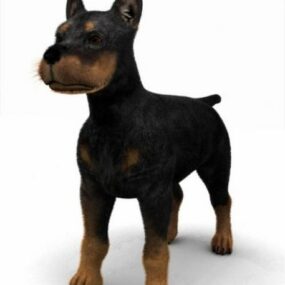 Black Puppy Dog 3d model