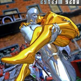 Model 3d Patung Manusia Emas Perak