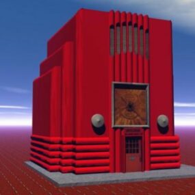 Bus Station Building Red Steel Structure 3d model