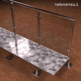 Walkway With Glass Handrail 3d model