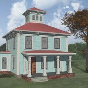 Railroad House Country Building 3d-modell