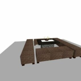 Stool Table Rattan Material 3d model