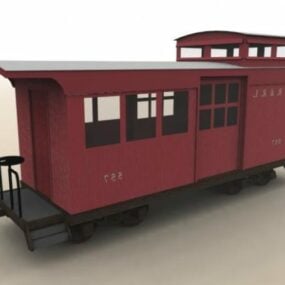 דגם תלת מימד של רכבת אדומה Caboose